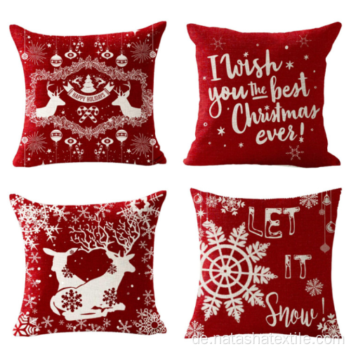 Kissenbezug Nordic Linen Elk Snowflake Christmas Series